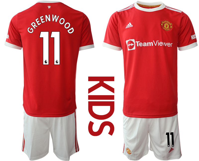 Youth 2021-2022 Club Manchester United home red #11 Soccer Jersey->youth soccer jersey->Youth Jersey